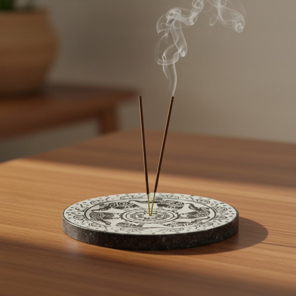 Soap Stone Round Incense Burner Plate 5 Inches