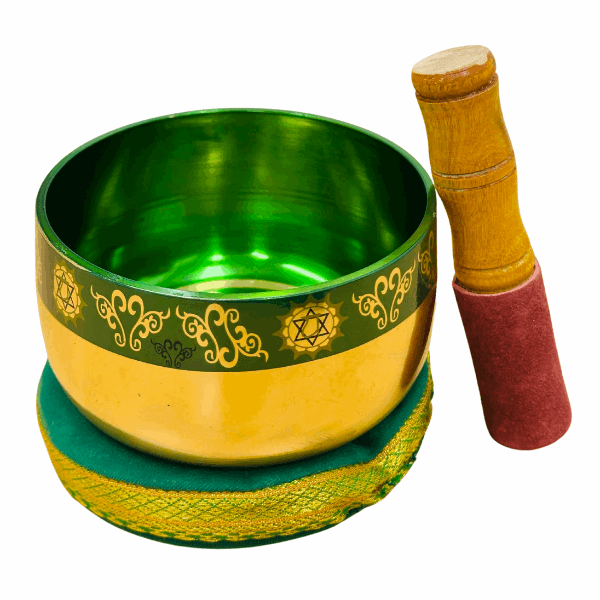 Brass Singing Bowl 4.5"- Heart Chakra Green