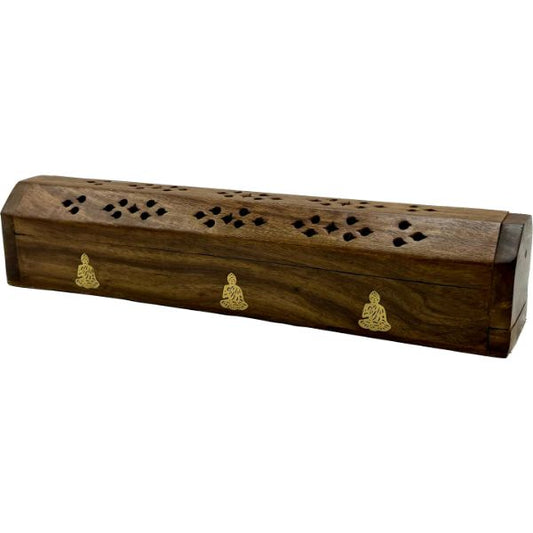 Wooden Coffin Incense Burner Buddha 30 Cms (FREE Incense Sticks Included)