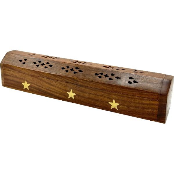 Wooden Coffin Incense Burner Star 30 Cms (FREE Incense Sticks Included)