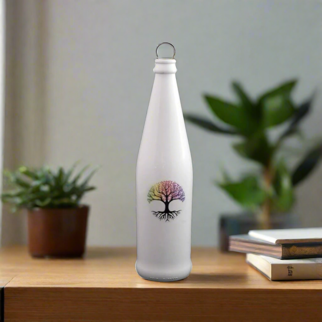 White Bottle Incense Burner - TREE OF LIFE (FREE Incense Sticks Included)