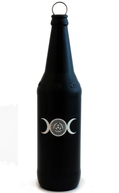 Black Bottle Incense Burner - TRIPLE MOON (FREE Incense Sticks Included)