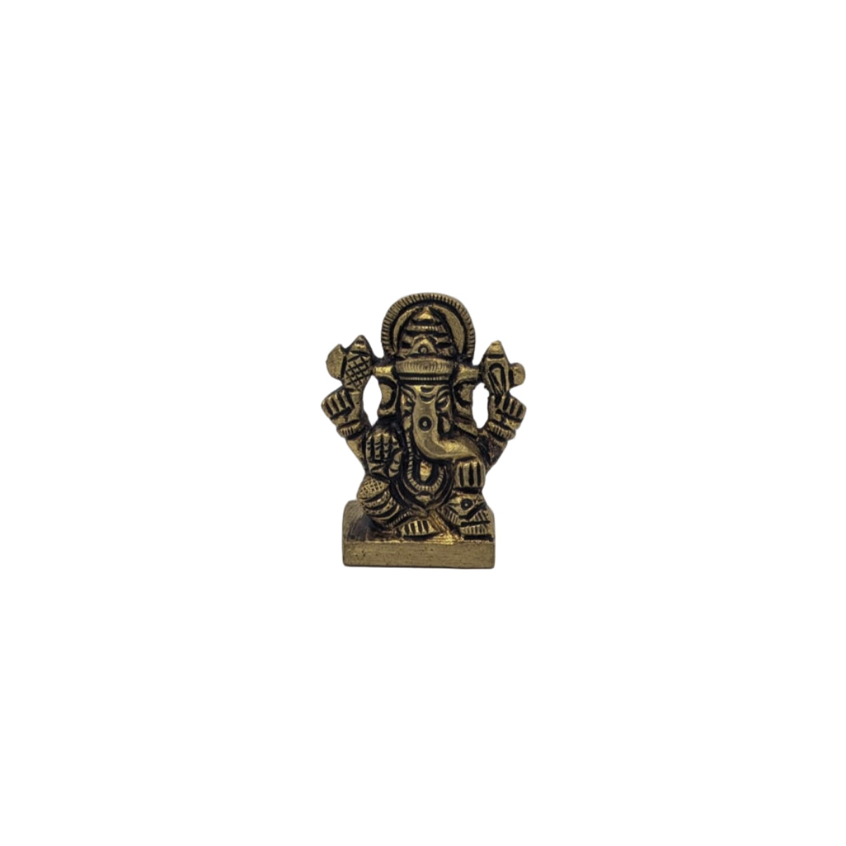 Square Base Ganesh Brass Idol T1 (Approx. 55 gms)