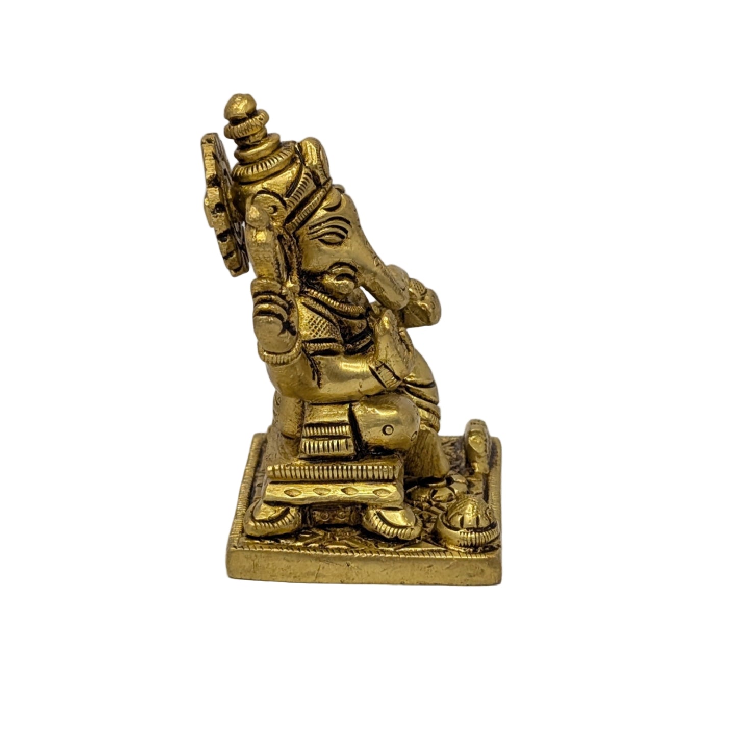 Pedestal Base Ganesh Brass Idol T7 (Approx. 350 gms)