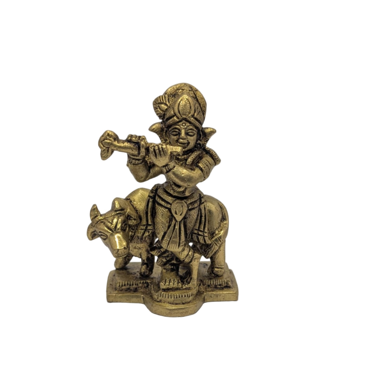 Cow Krishna Brass Idol T4 (Approx. 200 gms)