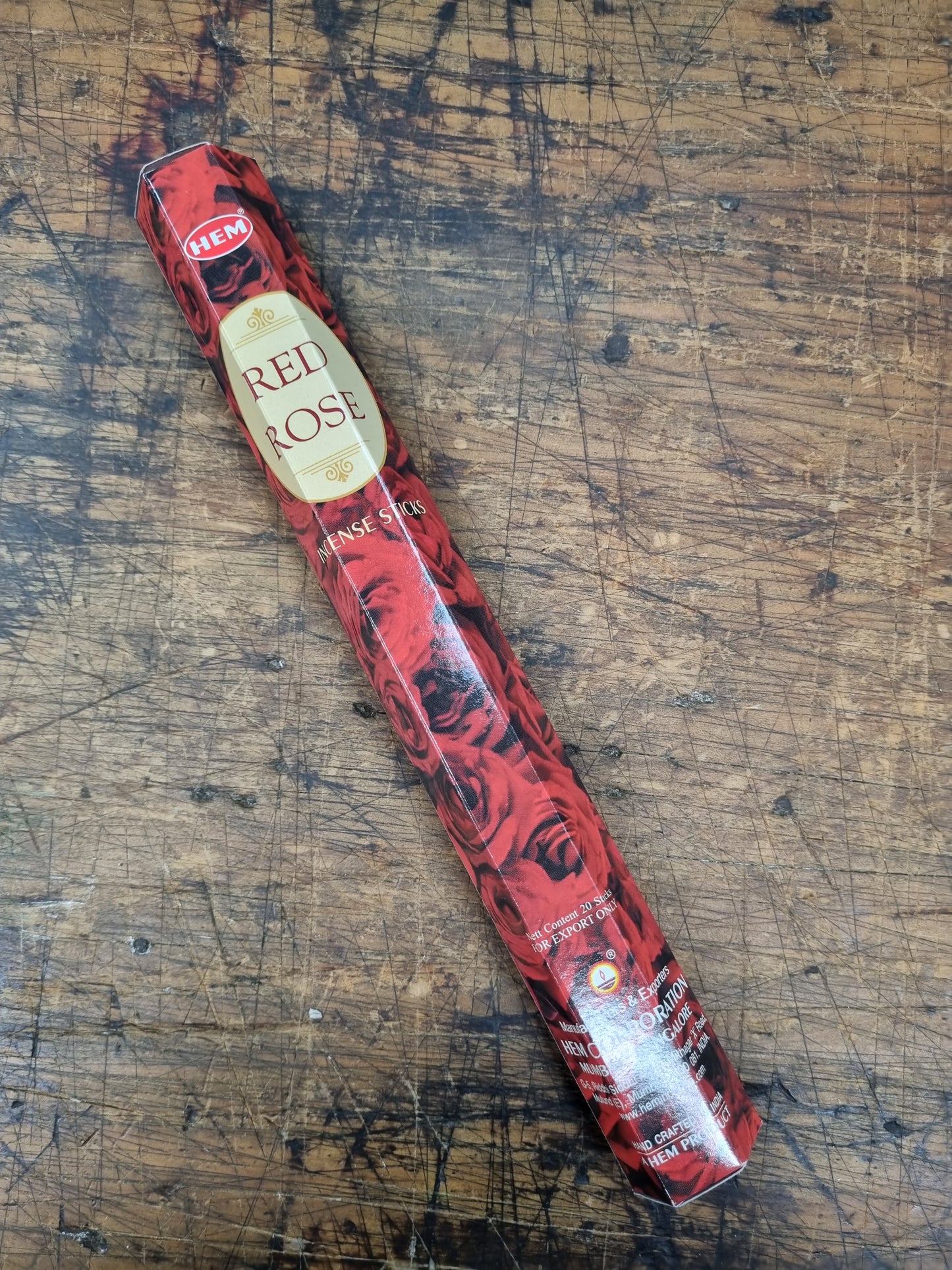 Hem Hexagonal Red Rose -20 Sticks World of Incense New Age Products Incense Sticks