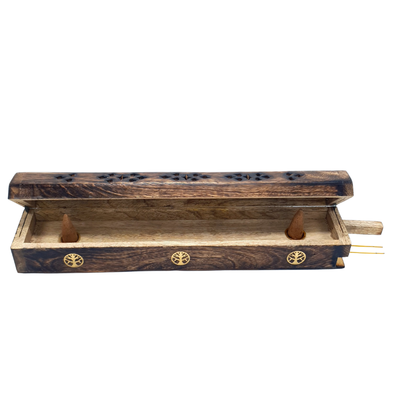 Wooden Coffin Incense & Cone Burner - Tree of Life World of Incense Australia New Age Products Incense Sticks