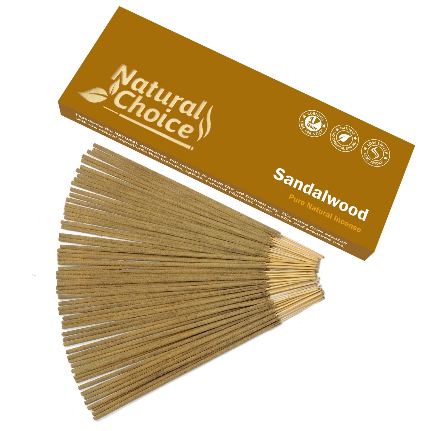 Natural Choice Sandalwood 100gm Low Smoke Traditional Incense Sticks Made From Scratch , Never Dipped Natural New Age Products Incense Sticks