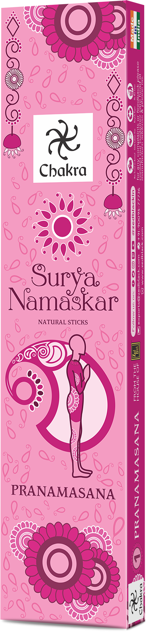 ZED BLACK SURYA NAMASKAR SERIES -Pack of 12 Assorted ZED BLACK New Age Products Incense Sticks