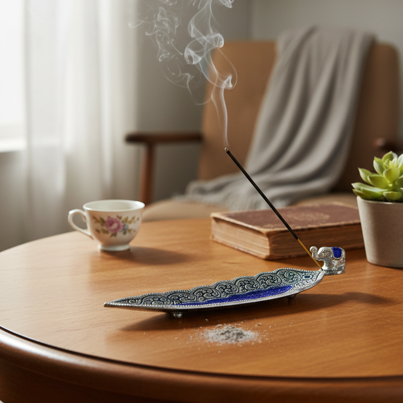 Aluminium Elephant Leaf Incense Burner and Ash Catcher