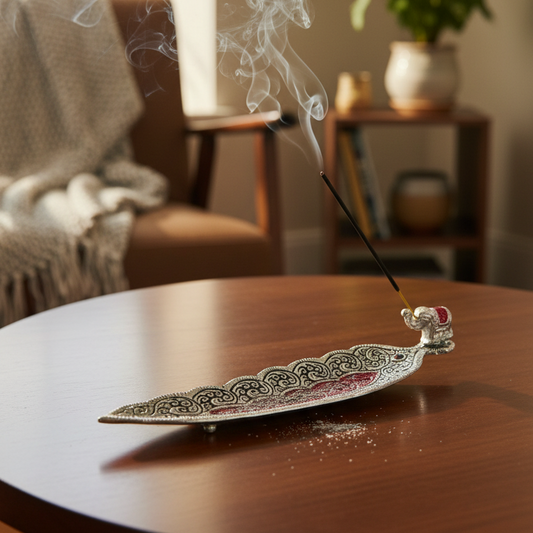 Aluminium Elephant Leaf Incense Burner and Ash Catcher