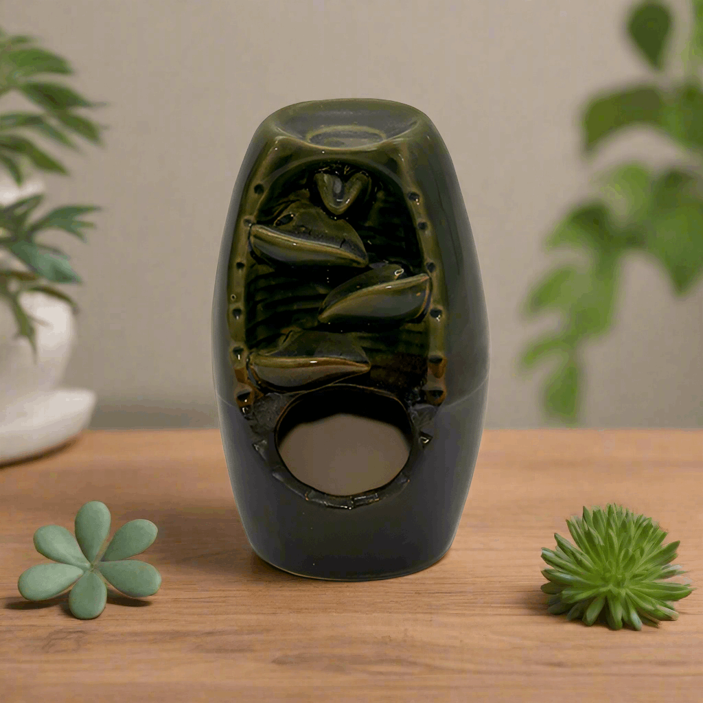 Small Green Backflow Burner With FREE Incense Dhoop Cones