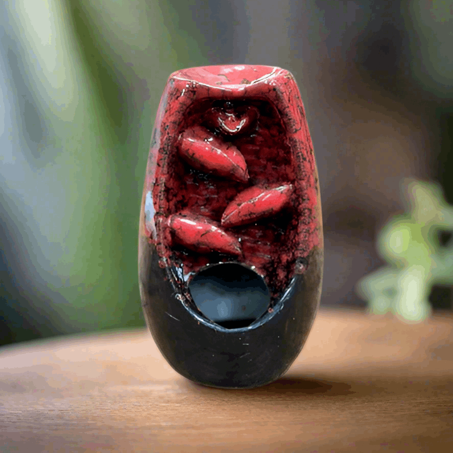 Small Red Backflow Burner With FREE Incense Dhoop Cones