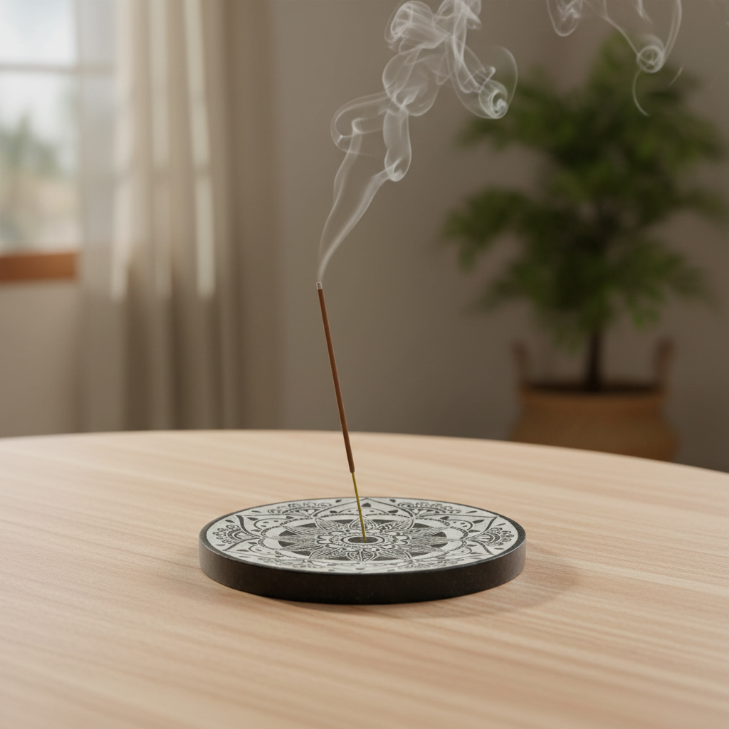 Soap Stone Round Incense Burner Plate 5 Inches