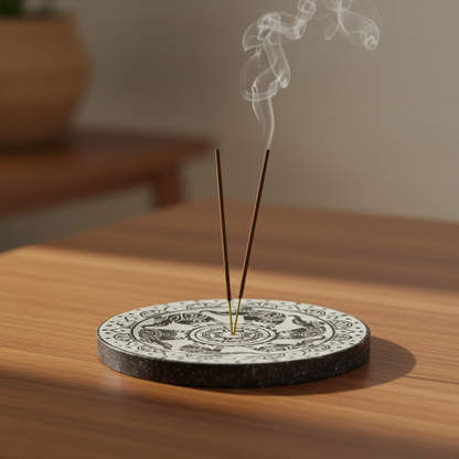 Soap Stone Round Incense Burner Plate 5 Inches