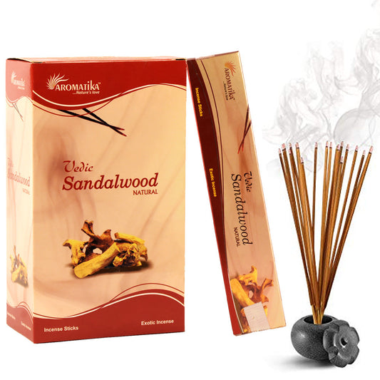 Aromatika Vedic Incense Sticks Sandalwood - Pack of 12 (approx. 180 gms)