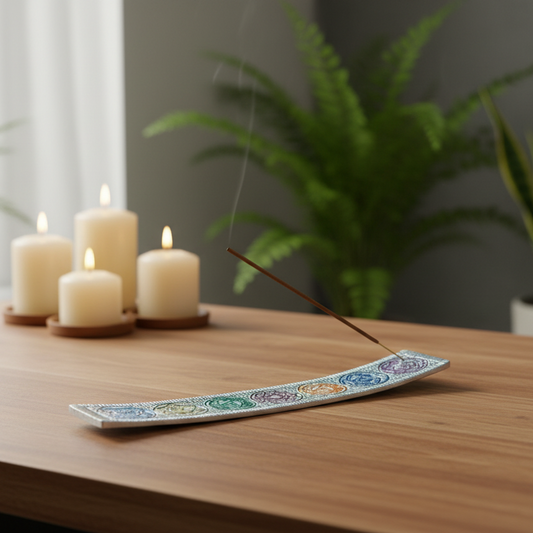 Aluminium 7 Chakra Incense Stick Holder and Ash Catcher