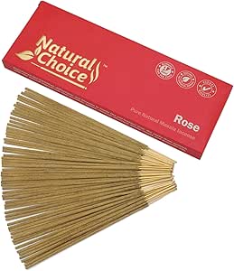 Natural Choice Rose 100gm Low Smoke Traditional Incense Sticks Made From Scratch, Never Dipped