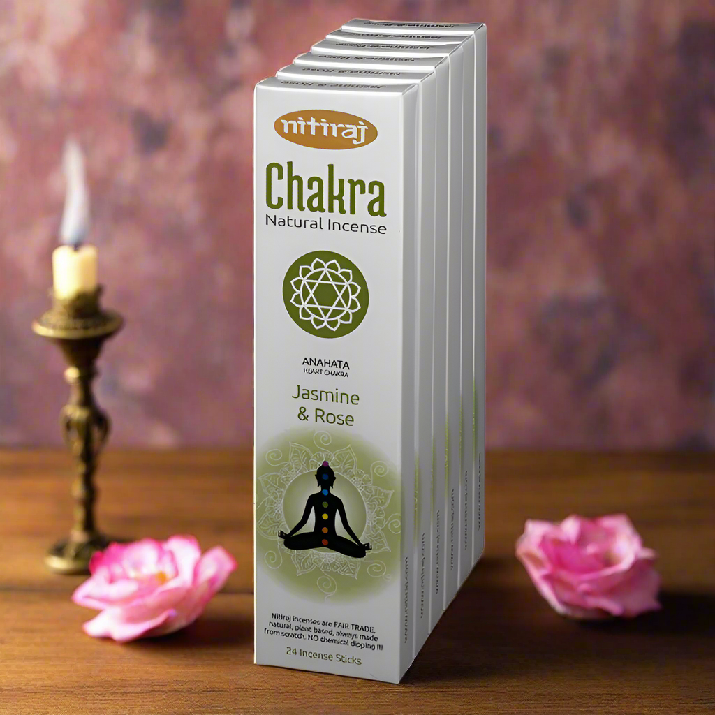 Nitiraj Heart Chakra Jasmine and Rose Incense Sticks 25g
