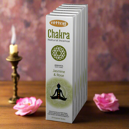 Nitiraj Heart Chakra Jasmine and Rose Incense Sticks 25g