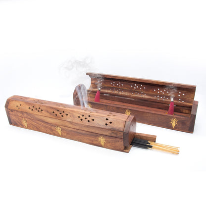 Wooden Coffin Incense Burner Angel 30 cms