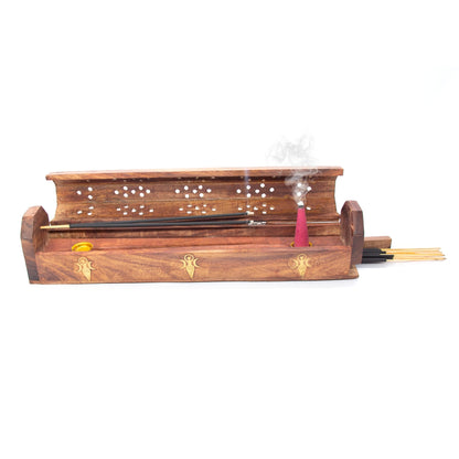 Wooden Coffin Incense Burner Angel 30 cms