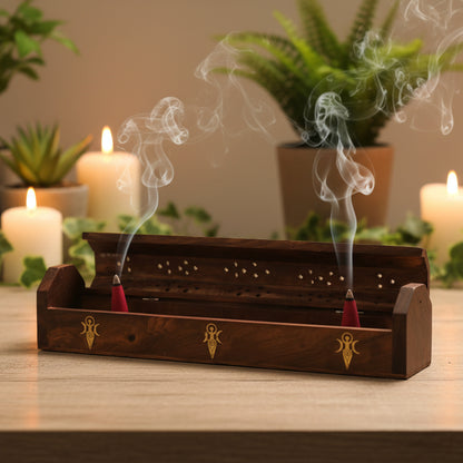 Wooden Coffin Incense Burner Angel 30 cms
