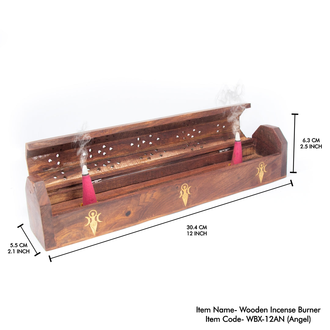 Wooden Coffin Incense Burner Angel 30 cms