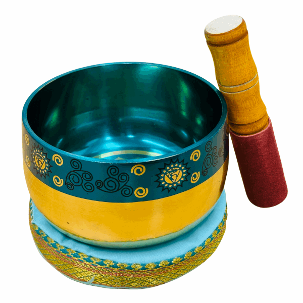 Brass Singing Bowl 4.5"- Throat Chakra Blue