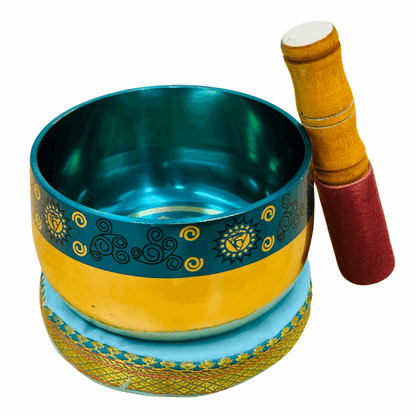 Brass Singing Bowl 4.5"- Throat Chakra Blue