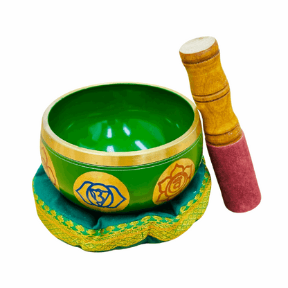 Brass Singing Bowl 4"- Heart Chakra Green