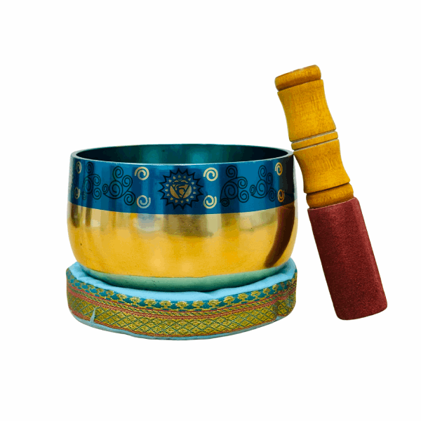 Brass Singing Bowl 4.5"- Throat Chakra Blue