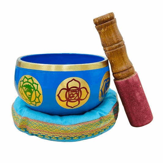 Brass Singing Bowl 4"- Throat Chakra Blue