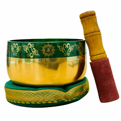 Brass Singing Bowl 4.5"- Heart Chakra Green
