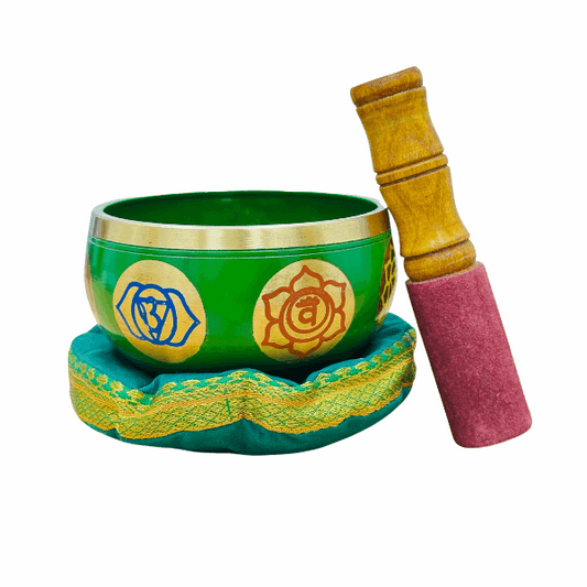 Brass Singing Bowl 4"- Heart Chakra Green