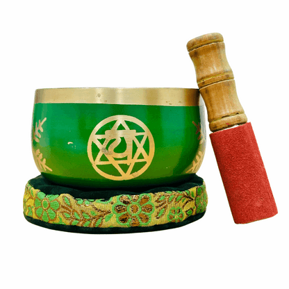 Brass Singing Bowl 5"- Heart Chakra Green