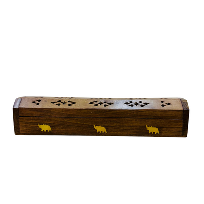 Wooden Coffin Incense Burner Elephant 30 cms