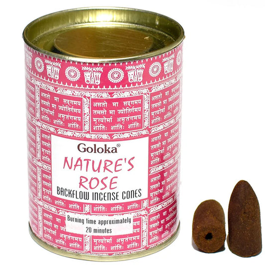 Goloka Backflow Incense Cones - Nature's Rose
