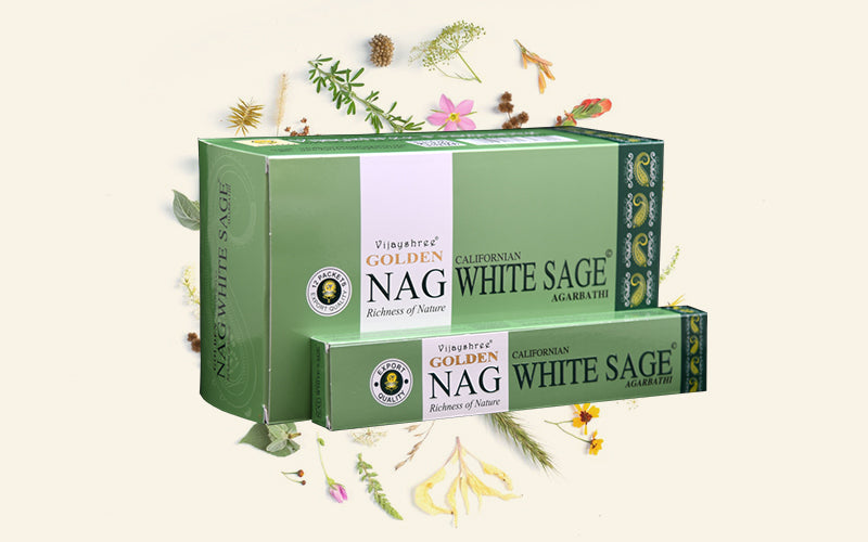 Golden NAG Whitesage Incense Sticks - Box of 12 (180 gms)