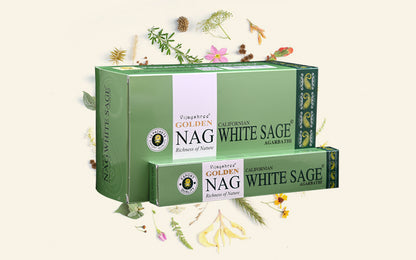 Golden NAG Whitesage Incense Sticks - Box of 12 (180 gms)