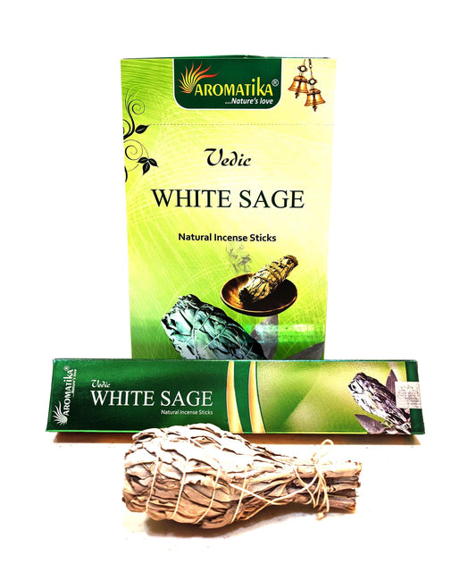 Aromatika Vedic Incense Sticks White Sage - Pack of 12 (approx. 180 gms)