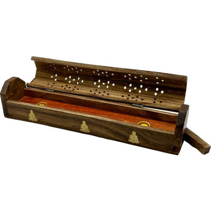 Wooden Coffin Incense Burner Buddha 30 Cms (FREE Incense Sticks Included)