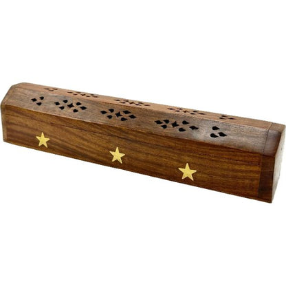Wooden Coffin Incense Burner Star 30 Cms (FREE Incense Sticks Included)