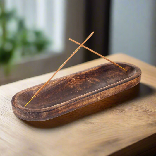 Trough Burner - Mango Wood (FREE Incense Sticks Included)