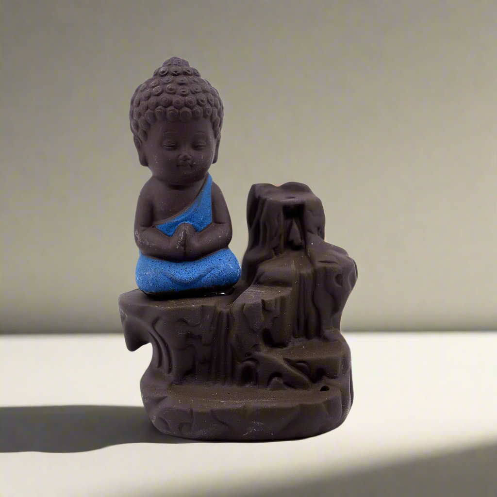 Back Flow Incense Burner- Baby Buddha - FREE Box of Incense Cones Included