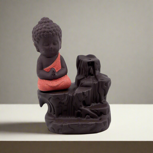 Back Flow Incense Burner- Baby Buddha - FREE Box of Incense Cones Included