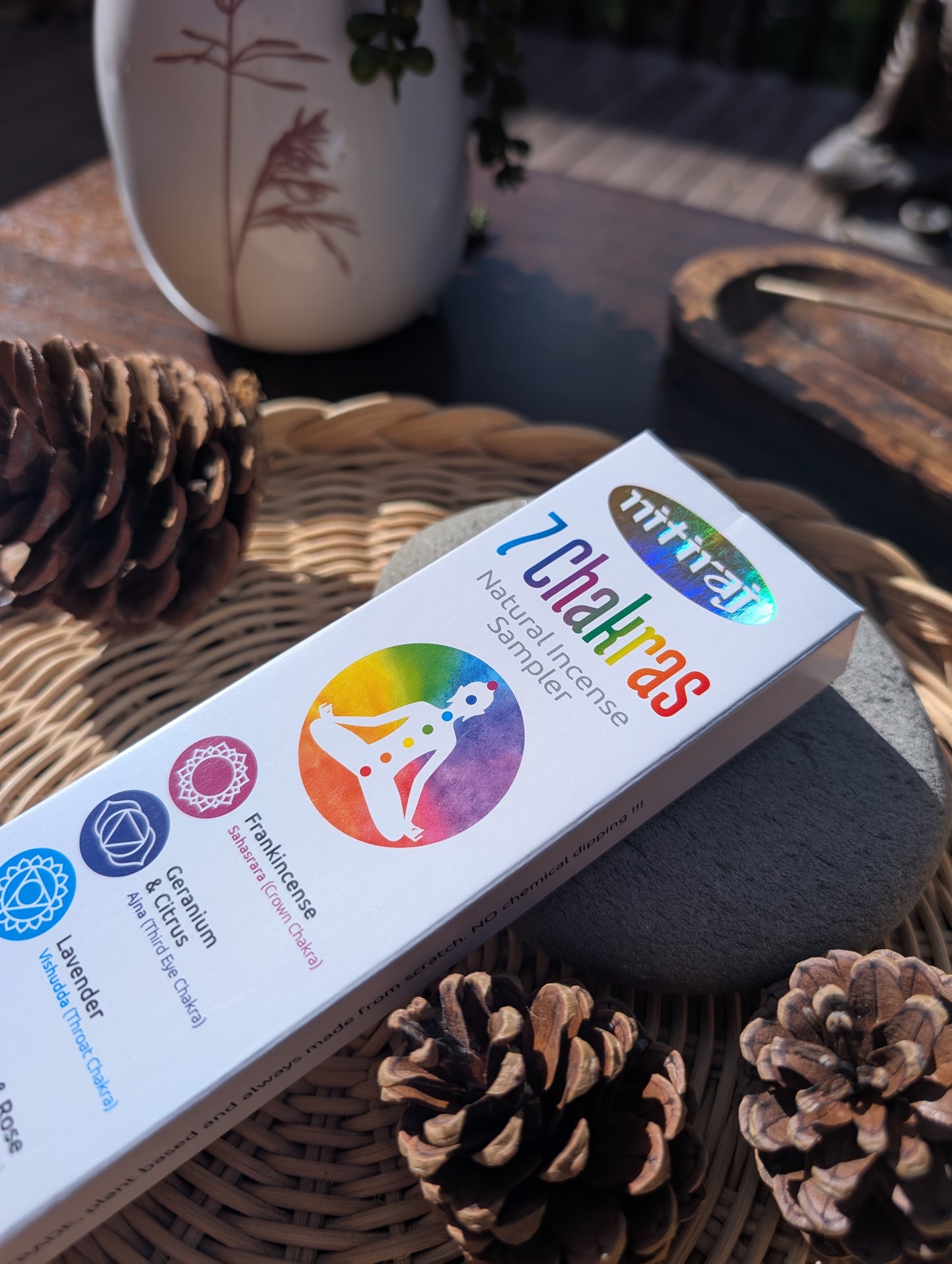 Nitiraj 7 Chakra Sampler - 14 sticks (Natural Incense Sticks)