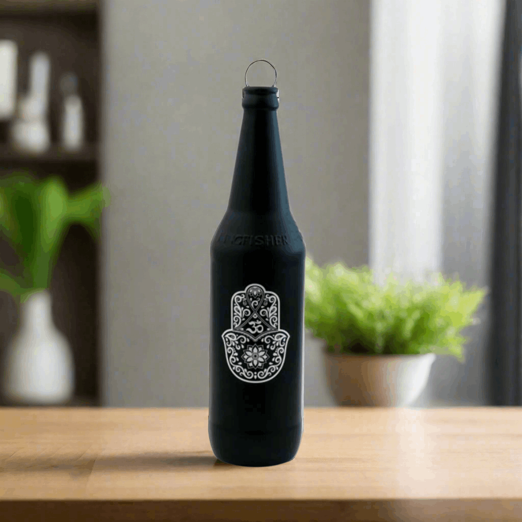 Black Bottle Incense Burner - HAMSA (FREE Incense Sticks Included)