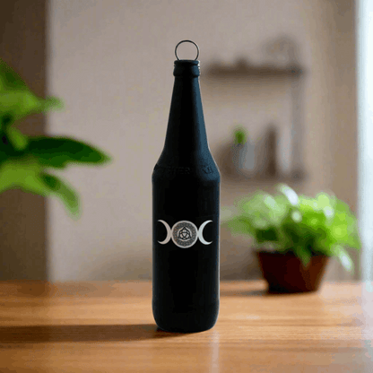 Black Bottle Incense Burner - TRIPLE MOON (FREE Incense Sticks Included)