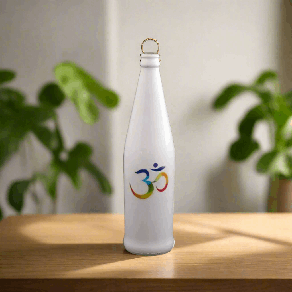 White Bottle Incense Burner - OM (FREE Incense Sticks Included)